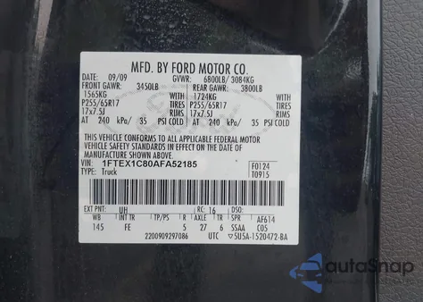 2010 Ford F-150 Fx2 Sport/Stx/Xl/Xlt from USA, damaged, VIN 1FTEX1C80AFA52185